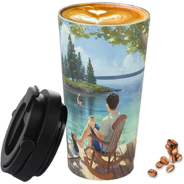Orchids Aquae 16oz. Double Wall Insulated Ceramic Travel Mug Wayfair
